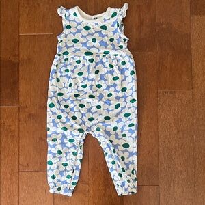 Hanna Andersson Blue and Green Floral Patterned Jumpsuit